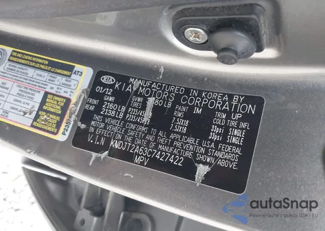 2012 Kia Soul ! from USA, damaged, VIN KNDJT2A63C7427422